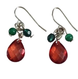 💥4 for $20💥Elegant Red and Green Teardrop Earrings